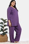 Zivame True Curv Petal Dreams Knit Cotton Pyjama Set - Medivel Blue — thumbnail 3